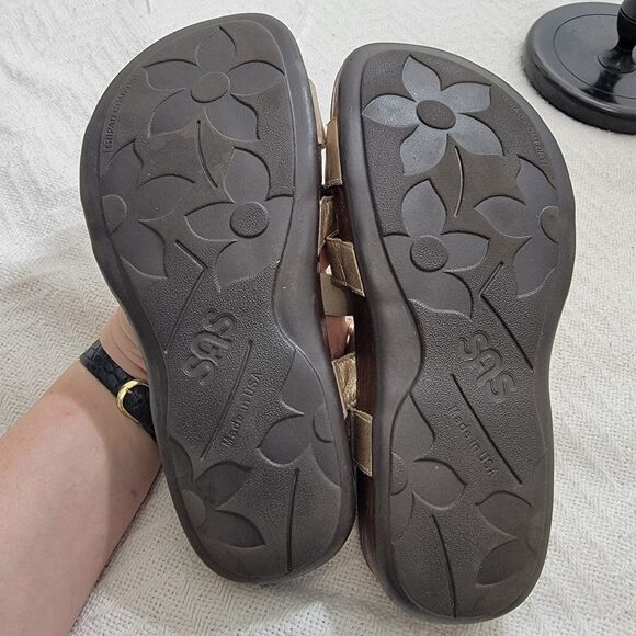 SAS Clover T-Strap Sandal Lusso Capp 7 W Wide Comfort Wedge Open Toe - Picture 11 of 16